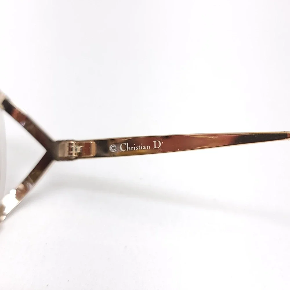 Christian Dior STRIA 2387 Vintage Oversized‎ Round Gold Black Eyeglass Frames